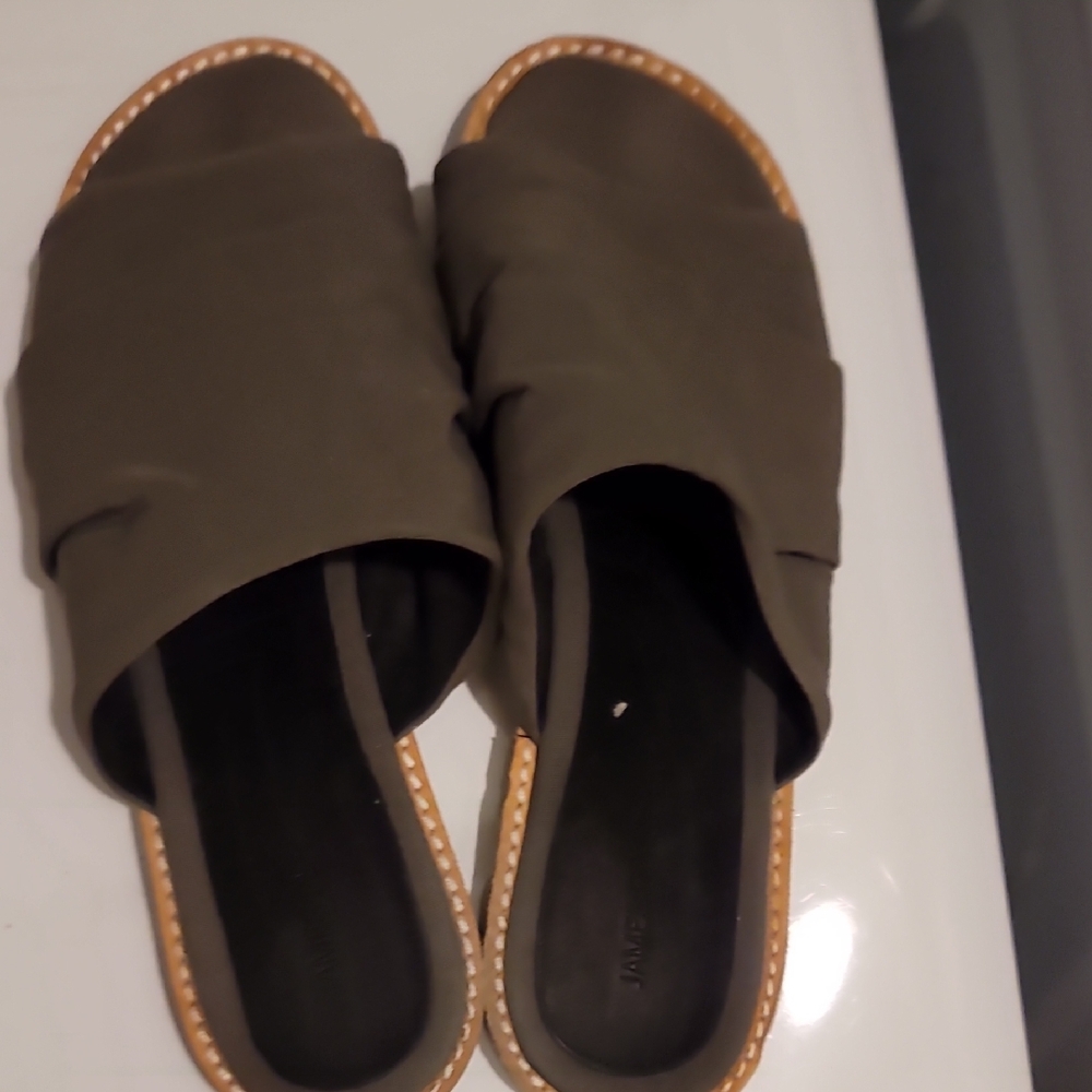 James Perse Khaki Slide Sandals
